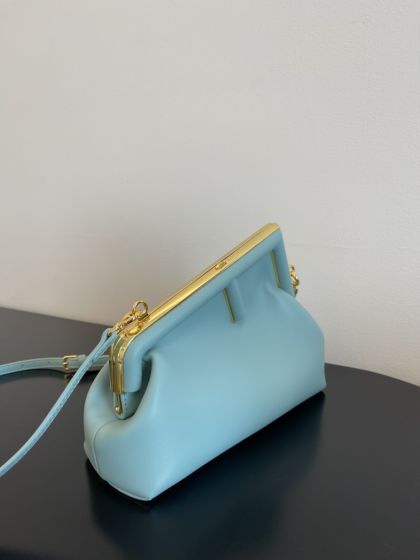 Fendi Small First Nappa Leather Shoulder Bag Sky Blue